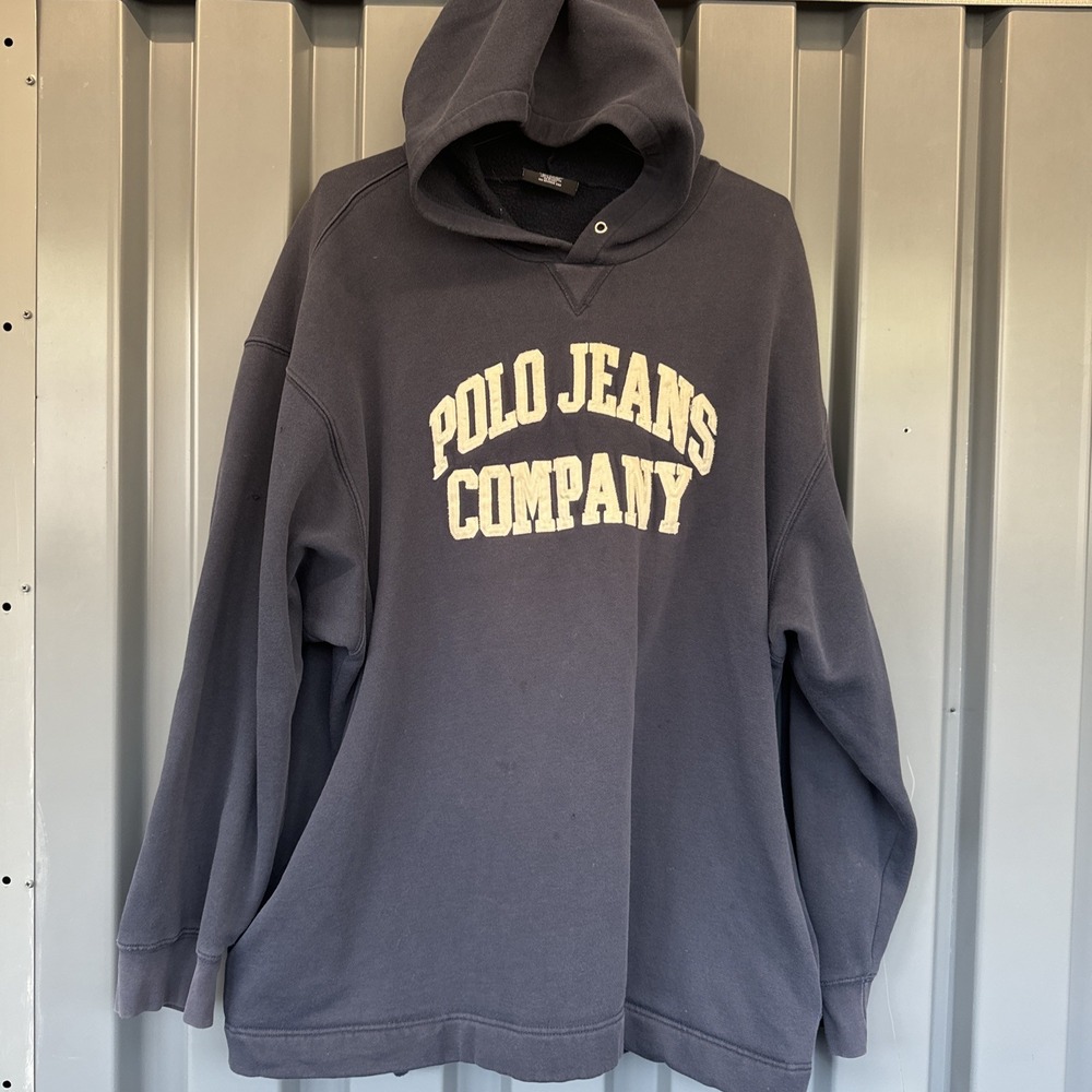 Vintage Polo Jeans Co. Ralph Lauren Blue Hoodie Size XXL W Side Pockets